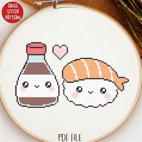 Sushi Cross Stitch Sauce Cross Stitch Food Cross Stitch Japan Cross