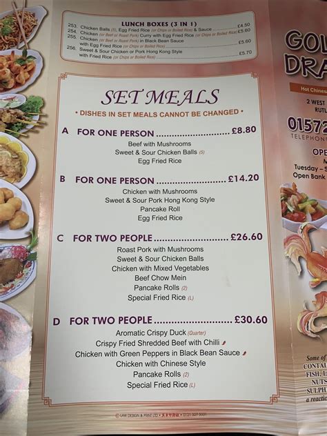 Menu At Golden Dragon Take Away Fast Food Oakham