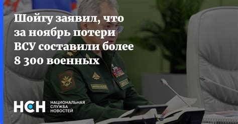 Шойгу заявил что за ноябрь потери ВСУ составили более 8 300 военных