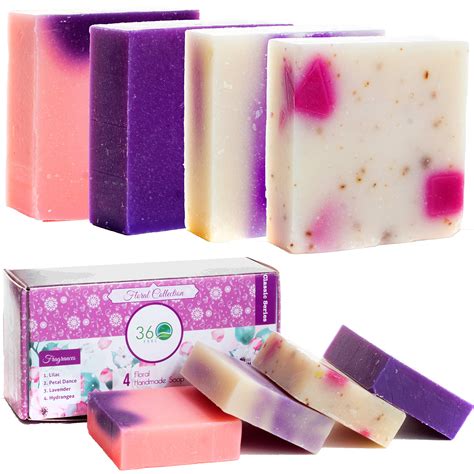 Buy 360Feel Floral 4 large Soap bar - Flower scents Lavender, Lilac, Hydrangea - Anniversary ...