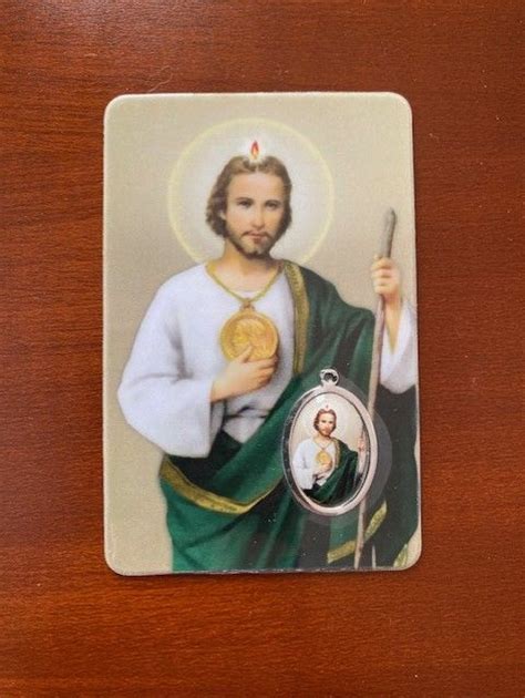 St Jude Prayer Card With Embedded Silver Medal