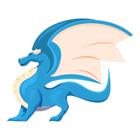 Premium Vector | Blue wyvern dragon standing spreading its wings