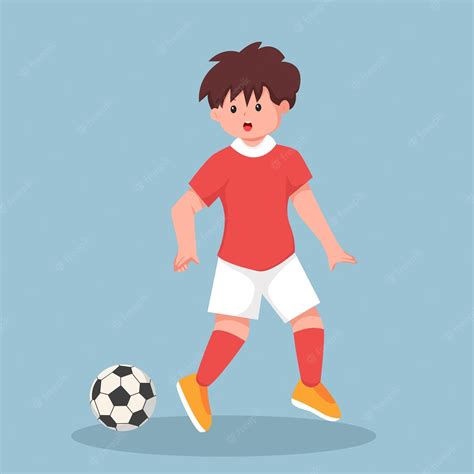 Niño Jugando Al Fútbol Ilustración De Diseño De Personajes Vector Premium