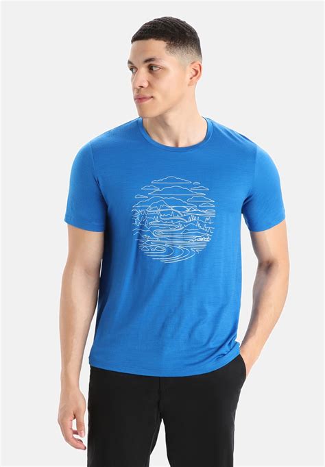 Icebreaker 100 Merino Tech Lite Ii Ss Tee Pump Track Print T Shirt Lazurite Print T Shirt