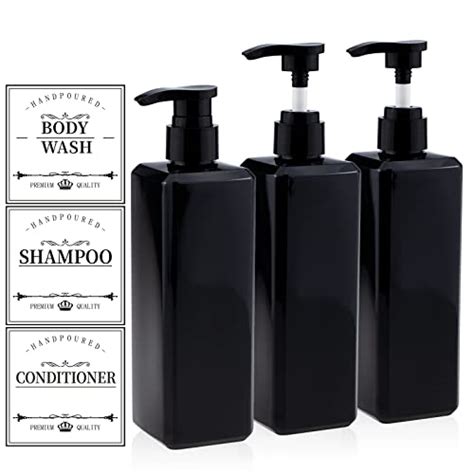 Black Shampoo Bottles With Pump Kimqi 3 Pack 16oz Shampoo Conditioner