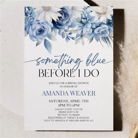 Something Blue Before I Do Floral Bridal Shower Invitation Zazzle