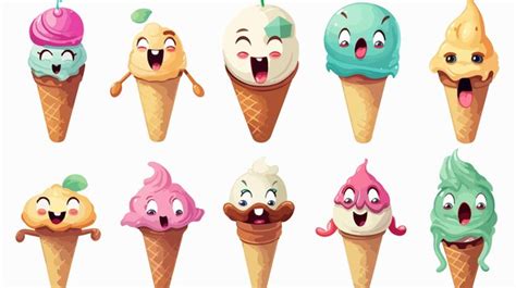 Fun Set Of Cartoon Ice Cream Characters Different Designs Premium AI