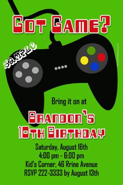 Video Game Birthday Party Invitation Template Free Video Game