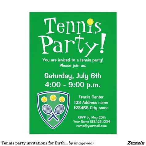 Tennis party invitations for Birthday or BBQ | Zazzle.com | Tennis party, Party invitations ...