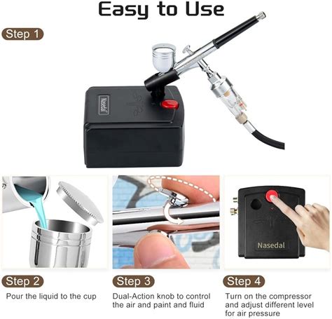 Nasedal Dual Action Airbrush Kit With Air Compressor Mm Air Brush