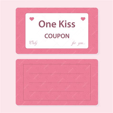 Premium Vector | Pink coupon for one kiss, bipartite with lines for