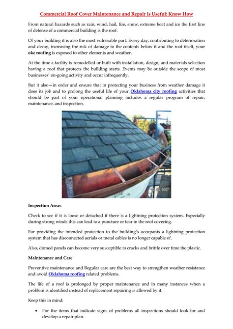 Commercial Roof Cover Maintenance And Repair Is Useful Know How By Fred Lydick Issuu