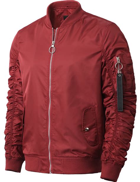 Ma Croix - Ma Croix Mens Ruched Bomber Jacket Lightweight Waterproof