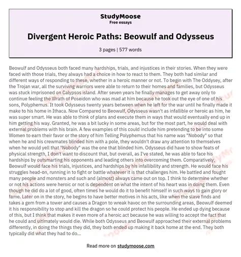 Odysseus And Beowulf Free Comparison Essay Example Compare And