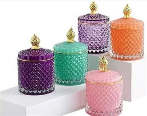 Round 200ml Colourful Candle Glass Jar With Glass Lid For Decoration 300gm At Rs 95 Piece In