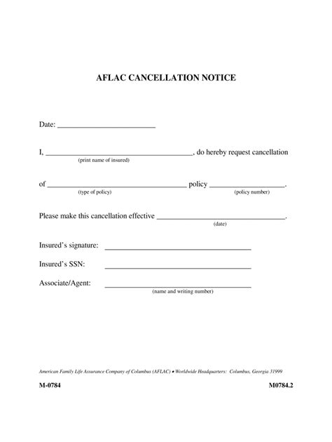 Insurance Cancellation Form Fill Online Printable Fillable Blank