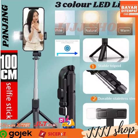 Jual Tongsis Hp Lampu Led Remote Bluetooth Tripod Phone Holder 3 Warna