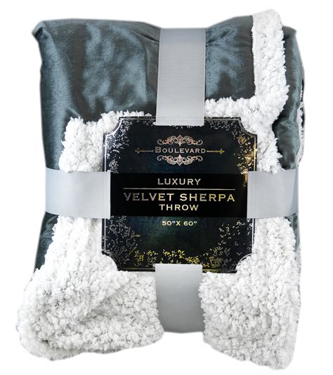 Boulevard Luxury Velvet Sherpa Throw Blanket 50 X 60 Reversible All