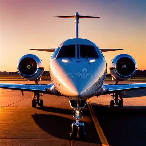 Private Jet for Luxury Business Travel Parked on Airport Runway Stock Illustration ...