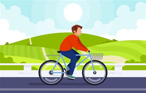 Person Riding A Bike Uphill Clipart