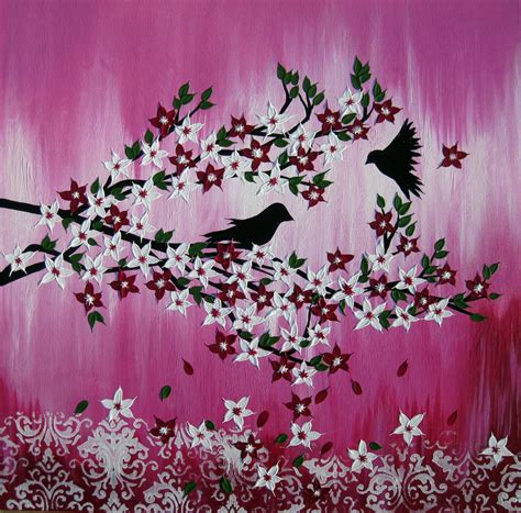 Pink Nursery Art, Pink Painting, Japanese Cherry Blossom Painting ...