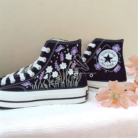 Personalized Embroidered Colorful Flower Shoes High Tops S Custom