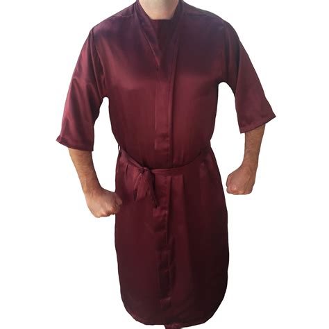 Robe Masculino Roup O De Cetim Elastano Manga Vinho