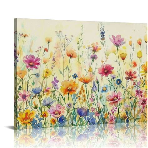 Gotuvs Hpinub Colorful Flower Framed Canvas Wall Art Set Watercolor