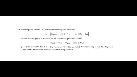 Ejercicio 35 Base Ortogonal Álgebra Lineal EPN YouTube