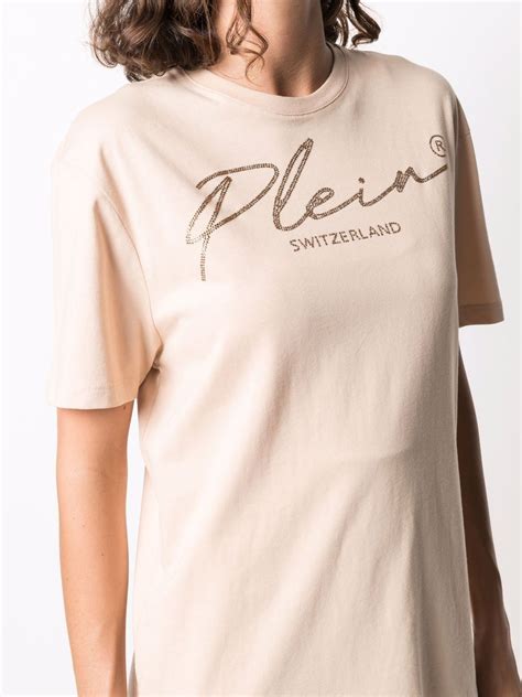 Philipp Plein Signature Crystal Embellished T Shirt Neutrals FARFETCH