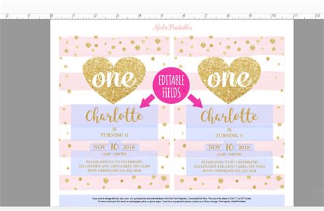 1st BIRTHDAY INVITATION Girl First Birthday Party Invite - Etsy