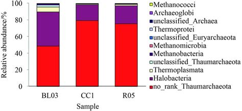 Relative Abundance Of Different Archaeal Classes Within Different