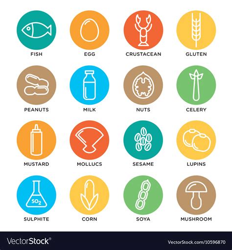 Allergen Icons Set Royalty Free Vector Image Vectorstock