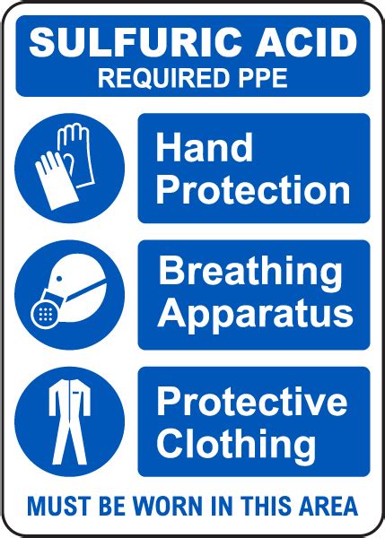 Sulfuric Acid Ppe Must Be Worn In This Area Sign Save 10