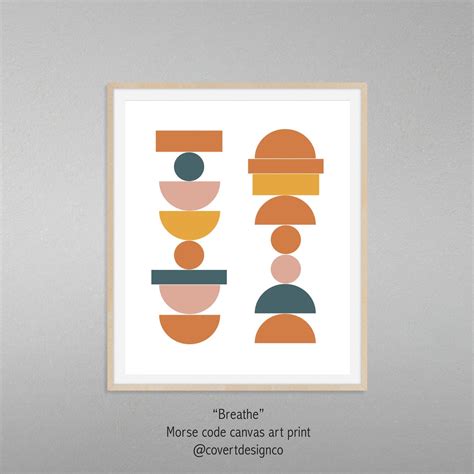 breathe modern art morse code art print living room bedroom