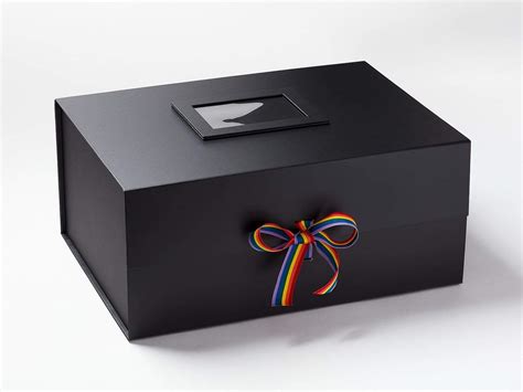 Black A3 Deep Gift Boxes with Magnetic Closure and Changeable Ribbon ...