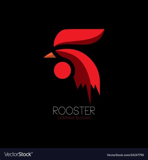 Abstract red rooster logo vector image on VectorStock | Rooster logo ...