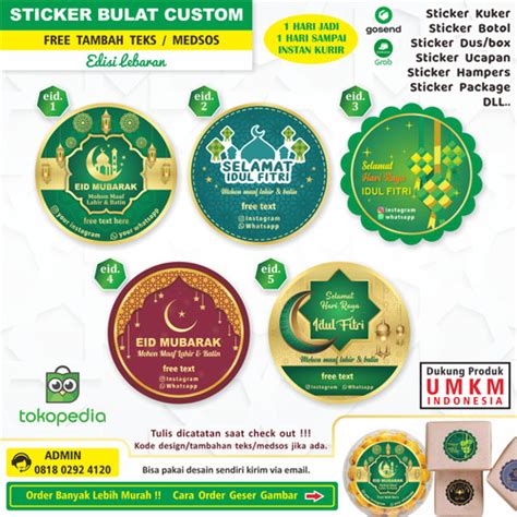 Jual Stiker Lebaran Idul Fitri Eid Mubarak Custom Cetak Cutting