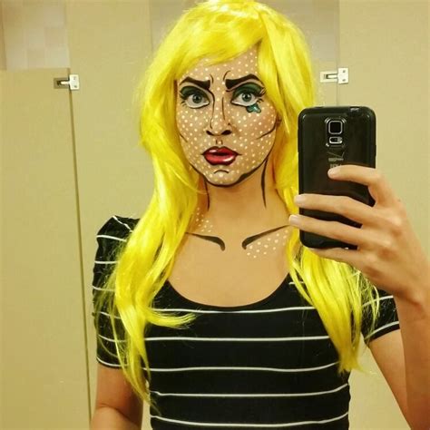 Roy Lichtenstein Inspired Pop Art Comic Makeup For Halloween Costume