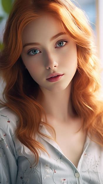 Premium Ai Image Beautiful Woman With Long Red Curly Hair Red Head