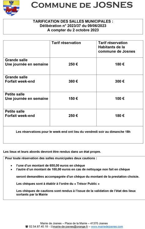 Location De Salle Mairie De Josnes