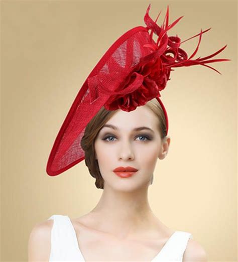 Large Red Fascinator Hatinator Ladies Occasion Wear Red Fascinator