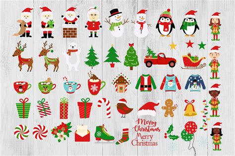 Christmas Clipart, Holiday Clipart Set, Cute Christmas Clip Art, Santa ...