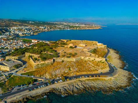 Aerial View Of Venetian Fortezza Castle In Greek Town Rethimno Stock