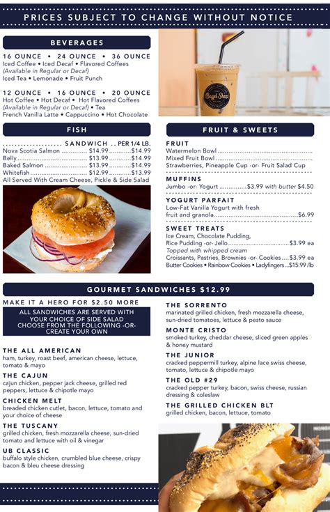 Menu The Bagel Shop Deli And Cafe Westbury Ny The Bagel Shop