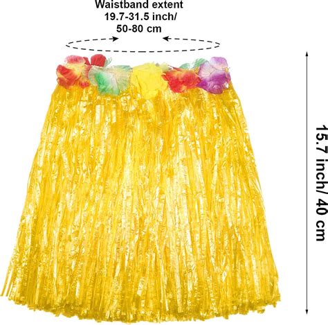 2 Sets Hula Skirts Hawaiian Grass Luau Dance Skirt With Leis For Women