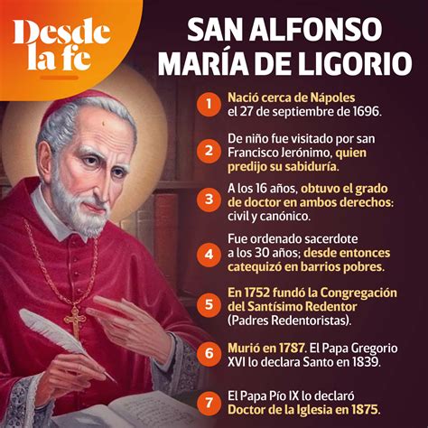 1 de agosto la Iglesia Católica celebra a San Alfonso María de Ligorio