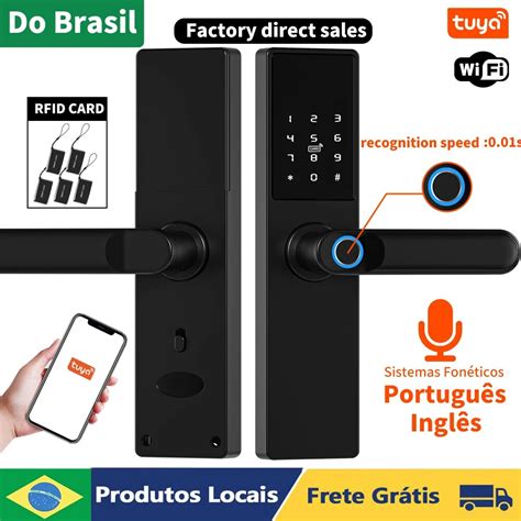 Portugu S Biom Trico De Impress O Digital Fechadura Da Porta Preto