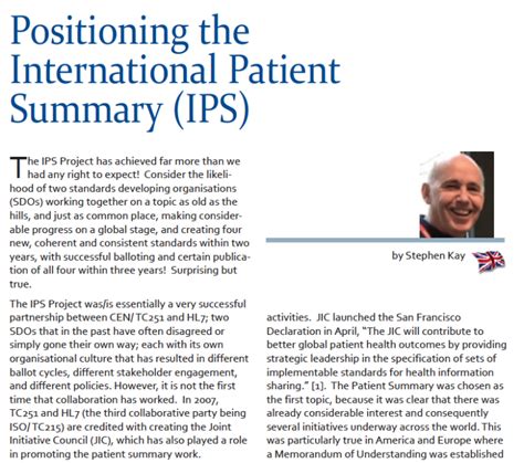 Positioning The International Patient Summary Ips The International