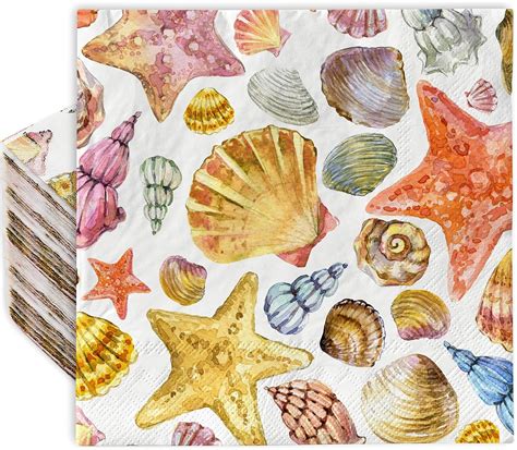 Amazon Anydesign Pcs Sea Shell Paper Napkins Tropical Ocean